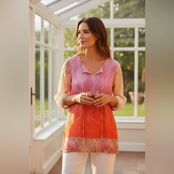 Zanetti Multicolored Cotton Paisley Blouse - Picture 15 of 15